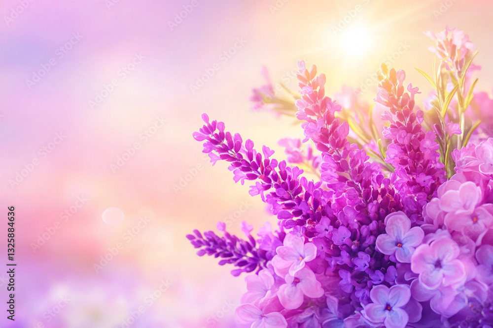 Obraz premium purple flowers in the morning, Wallpaper Style