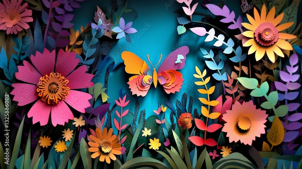 Discover the enchanting beauty of a papercut style butterfly garden. Discover the enchanting beauty of a papercut style butterfly garden.