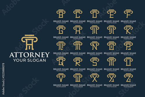 Attorney, Lawyer Logo Icon Set, Legal Logotype Template Design, Law Firm Corporate Business A to Z Initial Letter Logos