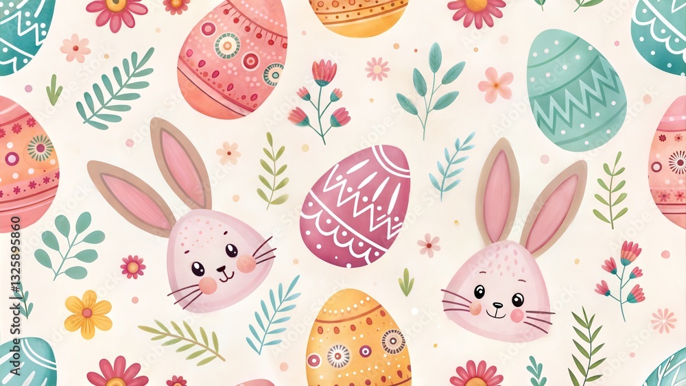 seamless easter egg and bunny pattern background
