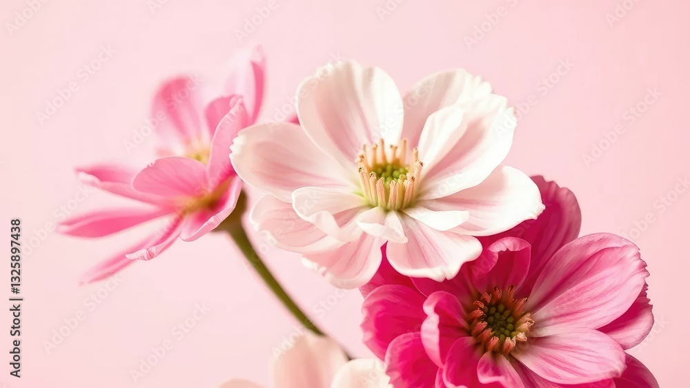 Delicate petals of ranunculus in shades of pink and white against a plain background, petals, ranunculus Delicate petals of ranunculus in shades of pink and white against a plain background, petals, ranunculus