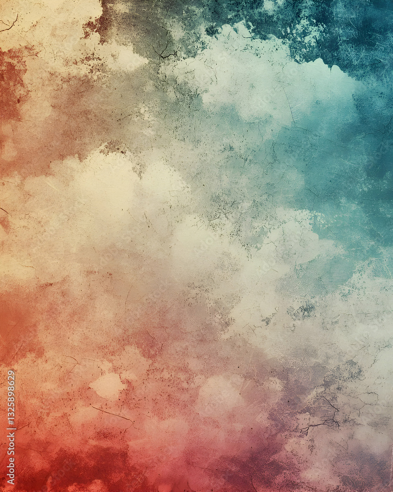 Abstract Textured Background with Red, Beige, and Teal Hues, Showing a Distressed Wall Effect with Cracks and Scratches. Abstract Textured Background with Red, Beige, and Teal Hues, Showing a Distressed Wall Effect with Cracks and Scratches.