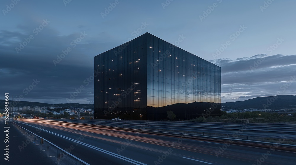 Large building made of black reflective glass panels, modern skyscraper, urban architecture, corporate headquarters, Metallics theme, VPN, Virtual private network Large building made of black reflective glass panels, modern skyscraper, urban architecture, corporate headquarters, Metallics theme, VPN, Virtual private network