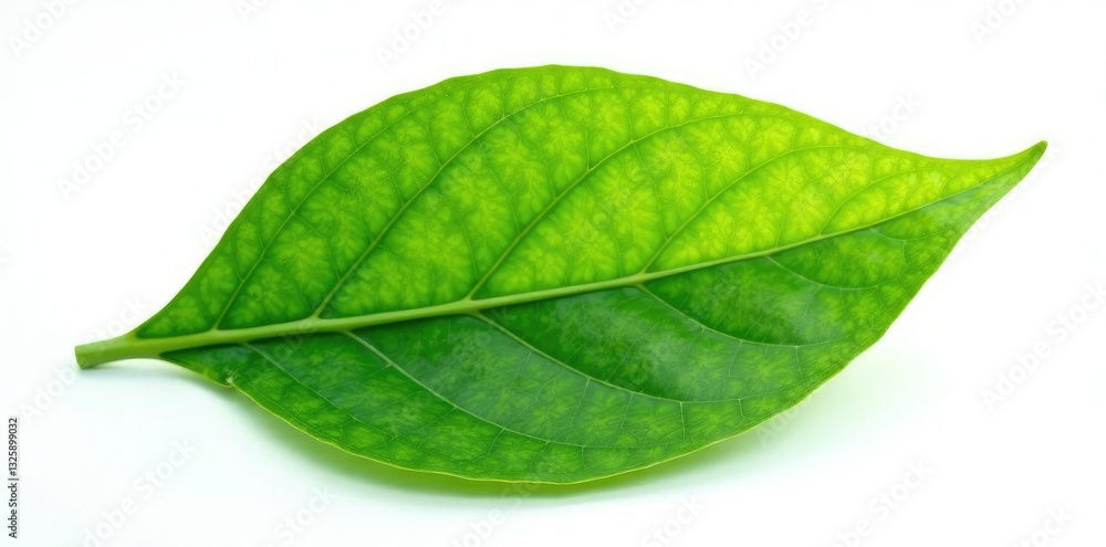 Obraz premium Single large leaf isolated against a white background, leaf, plant, nature