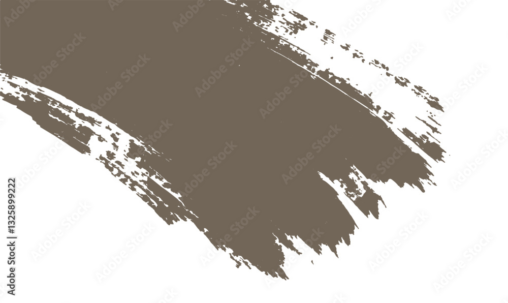 Fototapeta premium Abstract Brown Paint Brush Stroke on White Isolated Horizontal Background