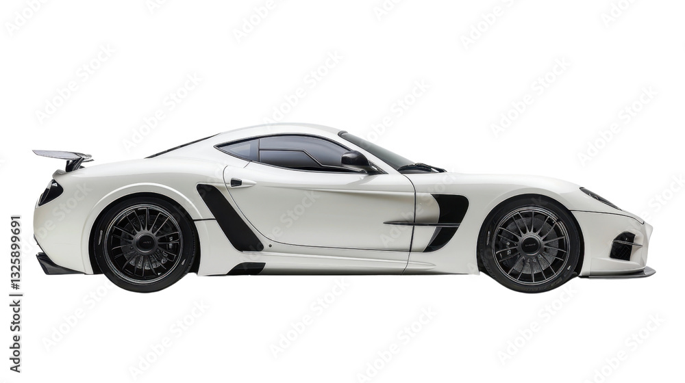 Fototapeta premium White sportscar isolated on transparent background with clipping path