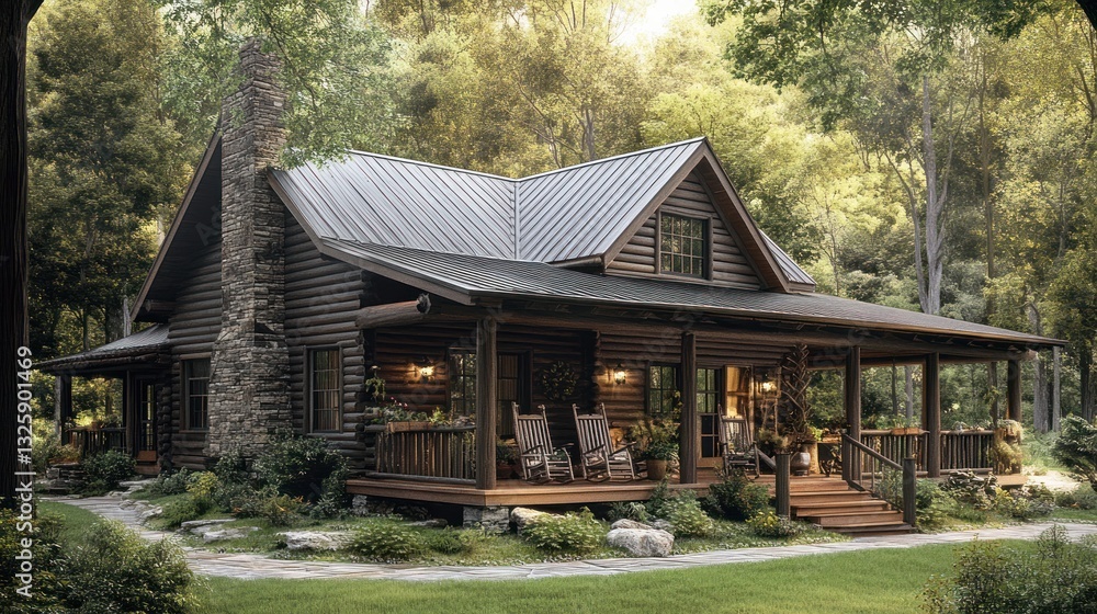 Charming log cabin embraced by nature's serenity, a tranquil woodland getaway Charming log cabin embraced by nature's serenity, a tranquil woodland getaway