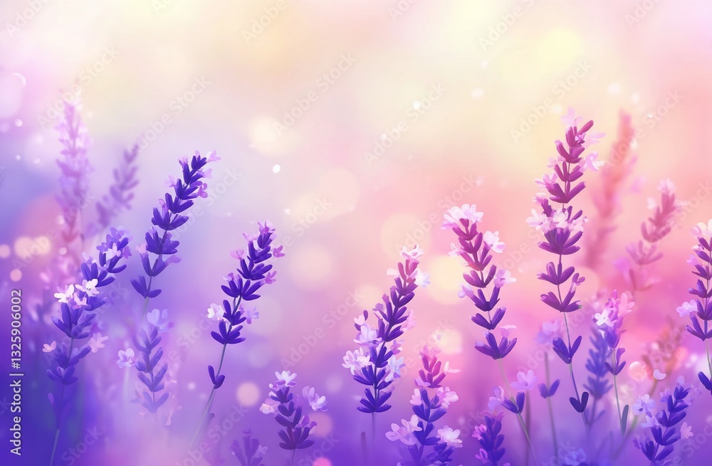 Naklejka premium Soft focus image of lavender flowers in a field at sunset.