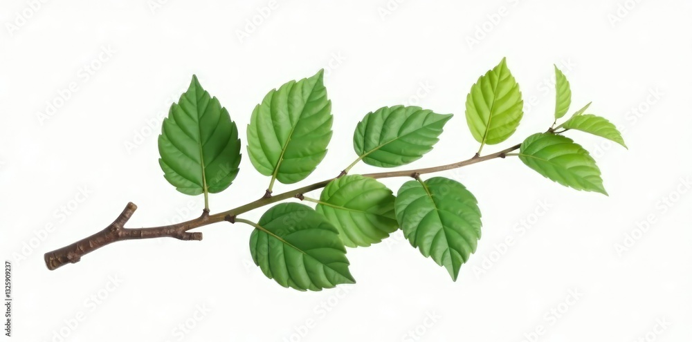 Naklejka premium Single large branch with leaves isolated against white, large branch, minimalist, clean