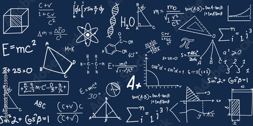 math symbols on blue board