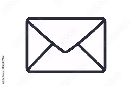 icon of an envelope, with simple lines on a white background, in a transparent PNG