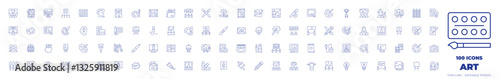 100 Art Icons Collection. Thin line icon. Editable stroke. watercolors, paintbrush, topiary art, language arts, art and design, art, arts, art show, museum