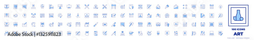 100 Art Icons Collection. Line Duotone style, editable stroke. exhibition, watercolors, paintbrush, language arts, world art day, art and design, art, arts