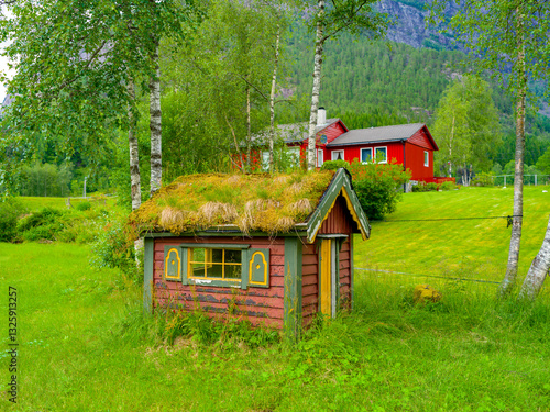 Obraz na płótnie Der kleine Ort Eidslandet in Norwegen w salonie