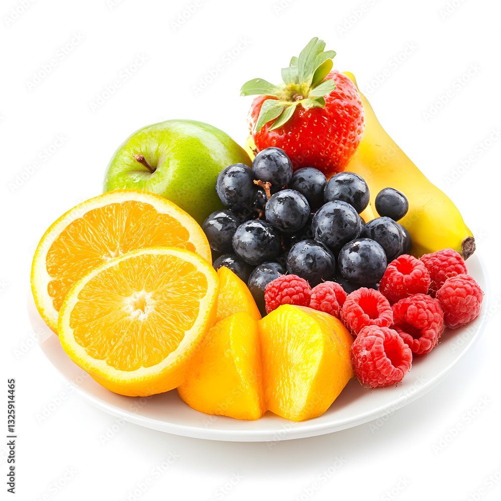 Fresh Fruit Platter: Healthy Eating Image isolated on transparent background Fresh Fruit Platter: Healthy Eating Image isolated on transparent background