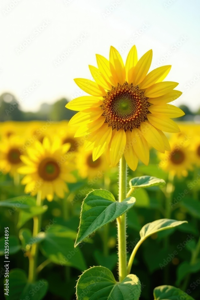Sunflower blooms in isolated spot within cornfield, sunflower, plants