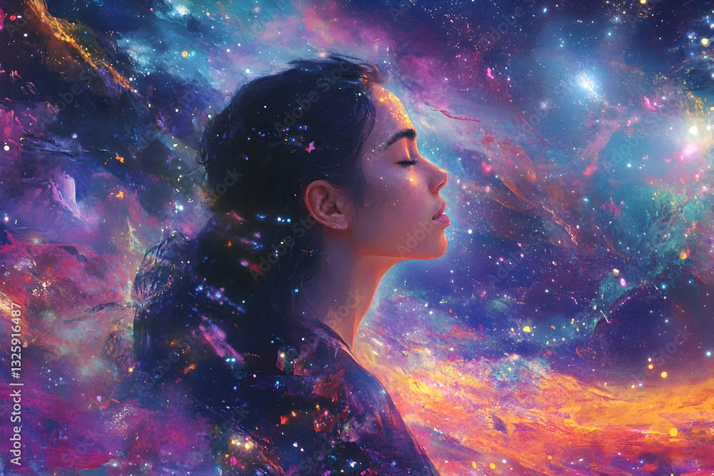 A person meditating with an aura of light around them A person meditating with an aura of light around them