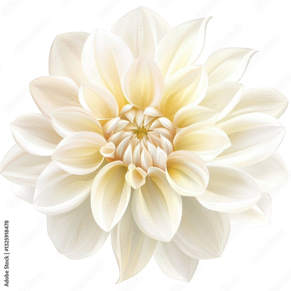 Obraz premium a beautifully rendered illustration of a white flower with delicate petals showcasing intricate details and a soft elegant appearance ideal for design projects or as a decorative element