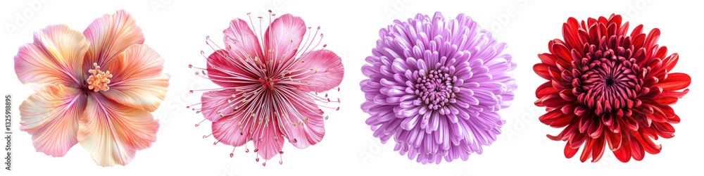Chinese fringe flower isolated on transparent background, PNG, Set of Chinese fringe flower isolated on transparent background, PNG, Set of