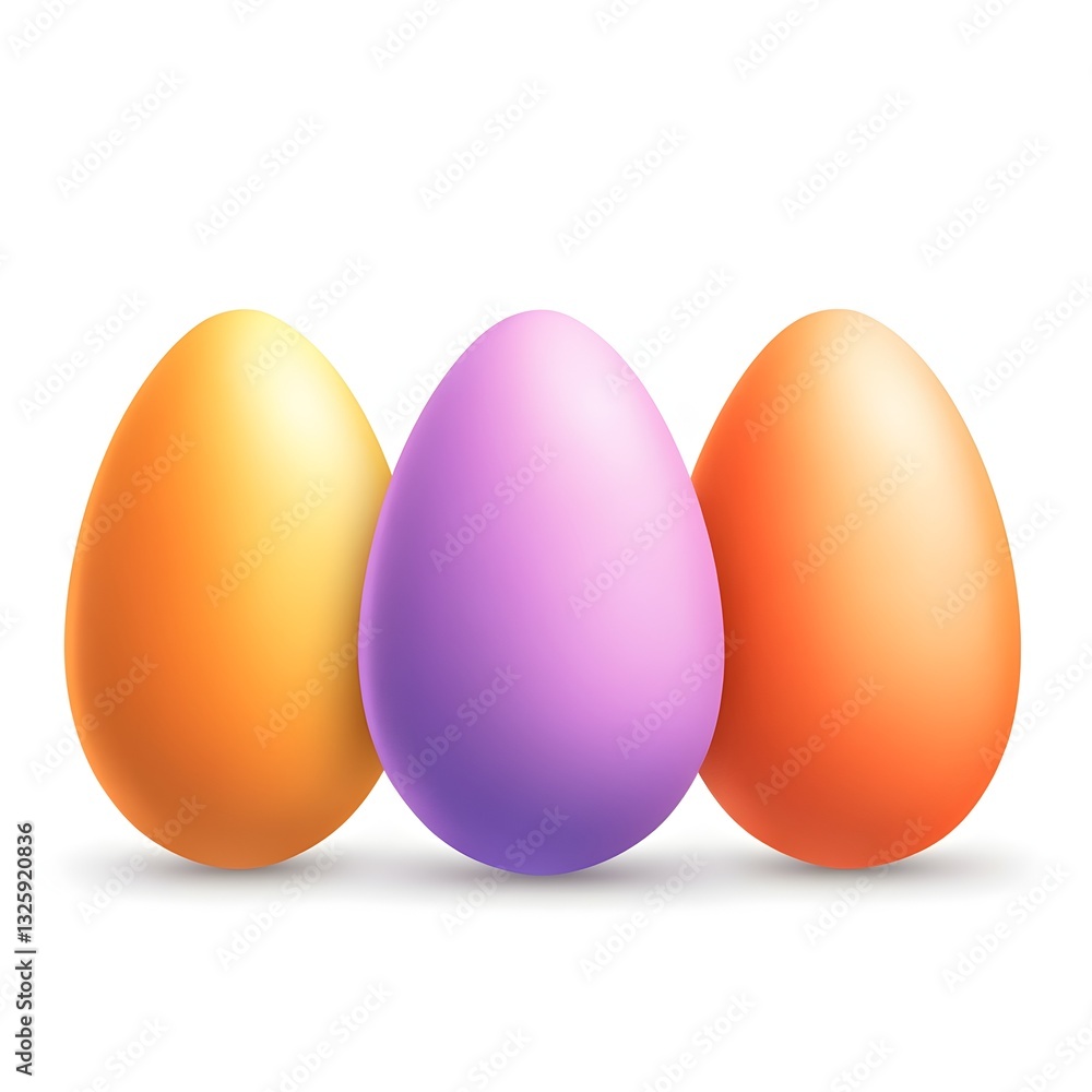 Three colorful easter eggs displayed together isolated on a white background perfect for spring celebrations and decor Three colorful easter eggs displayed together isolated on a white background perfect for spring celebrations and decor