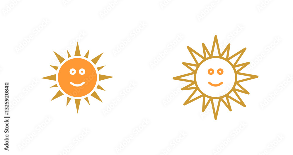 Fototapeta premium Sun with Face Icon Design