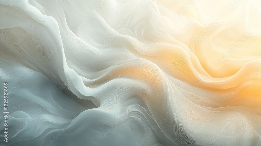 Obraz premium Ethereal abstract wavy texture with soft gray and radiant yellow hues