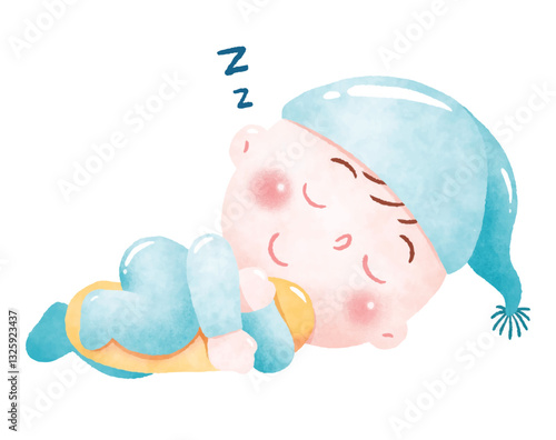 A cute baby sleeping peacefully in a comfortable sleeping position