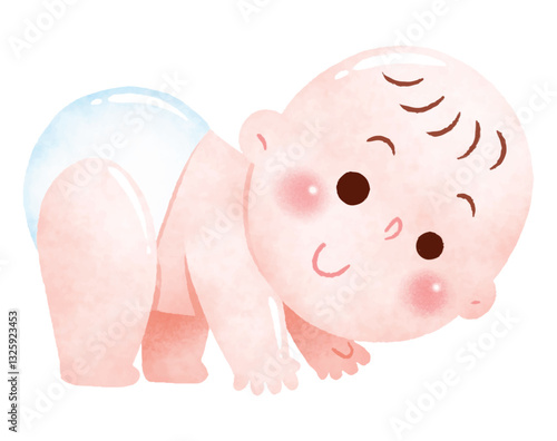 Adorable Baby Crawling Illustration

