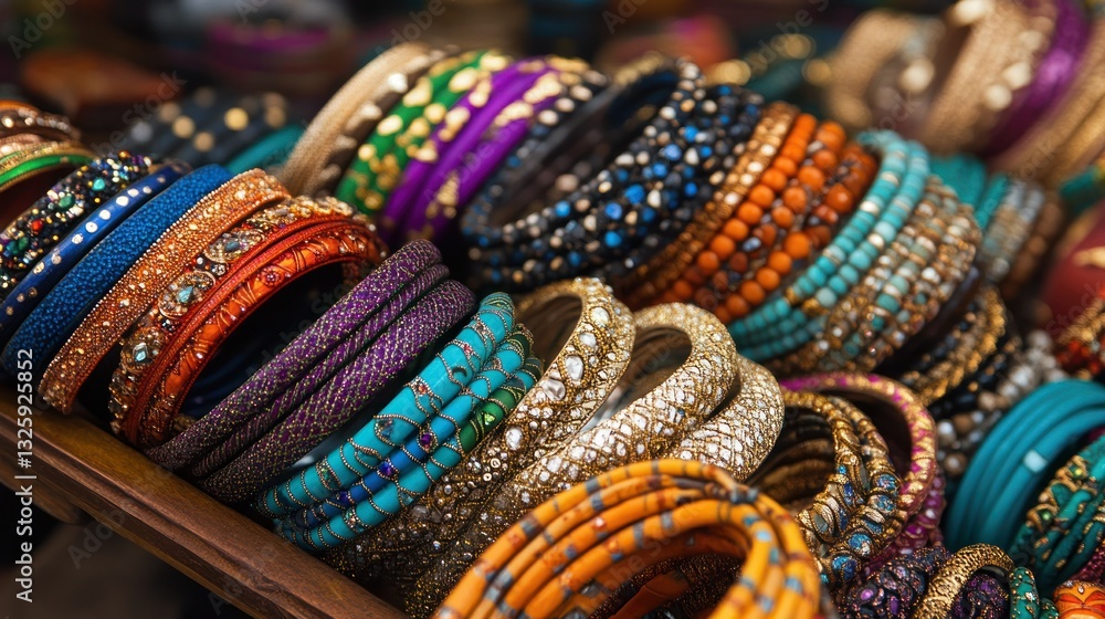 Fototapeta premium Colorful bangles display in a market