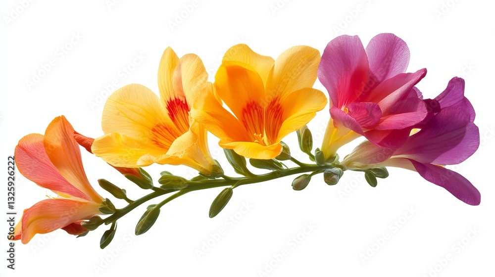Naklejka premium Delicate freesia flower isolated on transparent background for floral design and decorative use