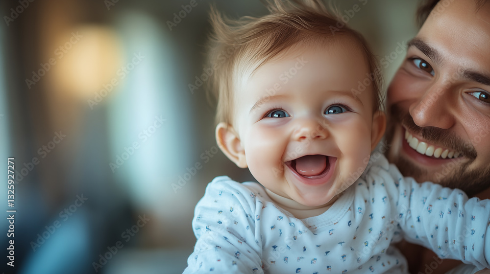 Close up portrait of happy father with his adorable little daughter at home Close up portrait of happy father with his adorable little daughter at home