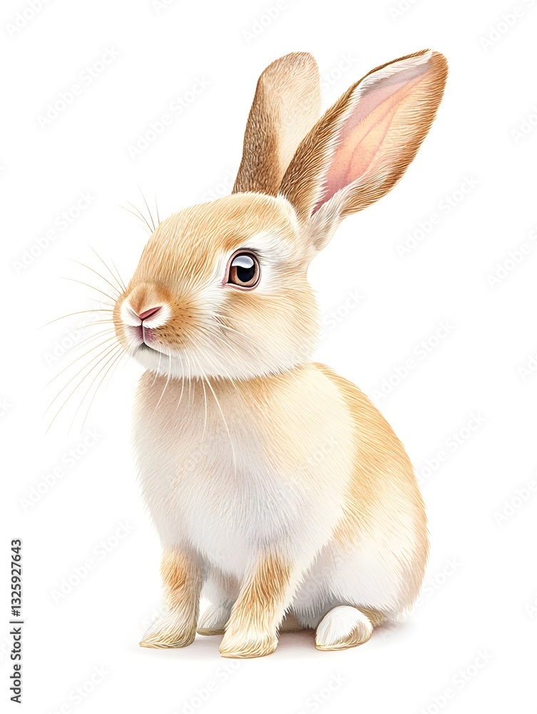 Fototapeta premium Cute rabbit sitting gracefully in a captivating pose isolated on a clean white background showcasing its fluffy fur