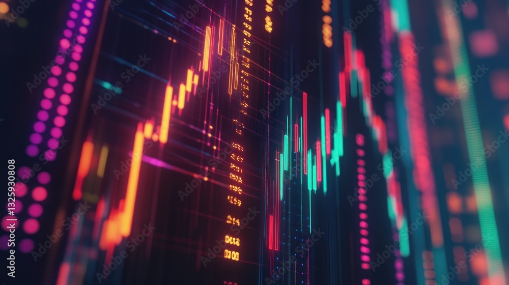 Digital Financial Charts in a Futuristic Interface Digital Financial Charts in a Futuristic Interface