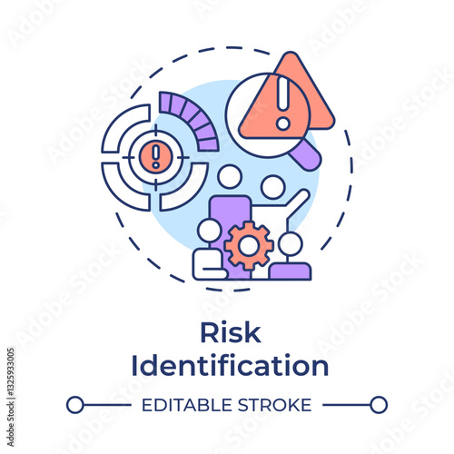 Risk identification multi color concept icon. Analyzing situations. Danger management process. Round shape line illustration. Abstract idea. Graphic design. Easy to use in promotional material