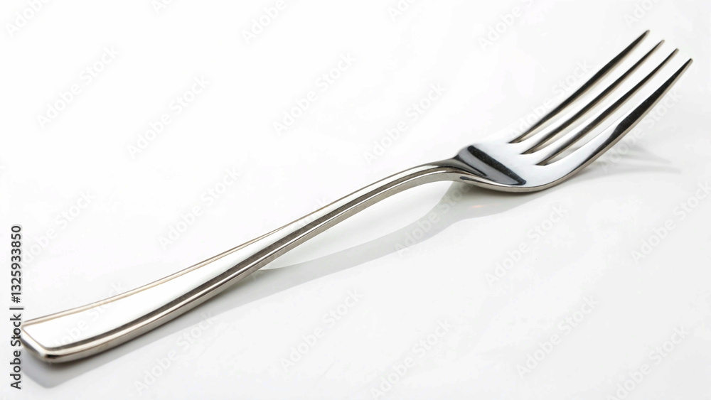Isolated image of a silver fork with an ornate handle and four tines, set against a clean white backdrop, suitable for e-commerce listings. Isolated image of a silver fork with an ornate handle and four tines, set against a clean white backdrop, suitable for e-commerce listings.