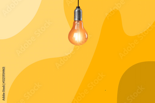 Orange light bulb on orange background