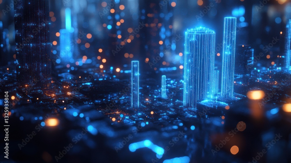 Futuristic Cityscape, Digital Architecture Futuristic Cityscape, Digital Architecture