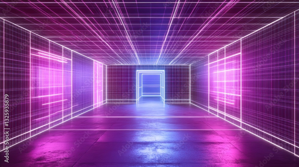 Neon Gridded Corridor Neon Gridded Corridor