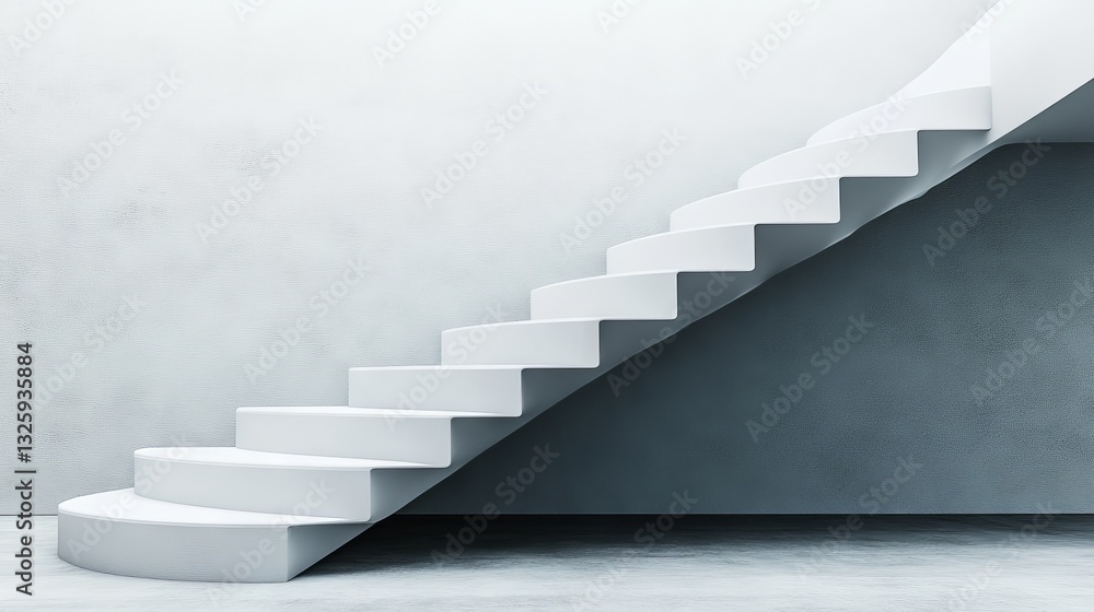 Obraz premium A frontal view of white stairs, serving as a blank template for a platform or podium