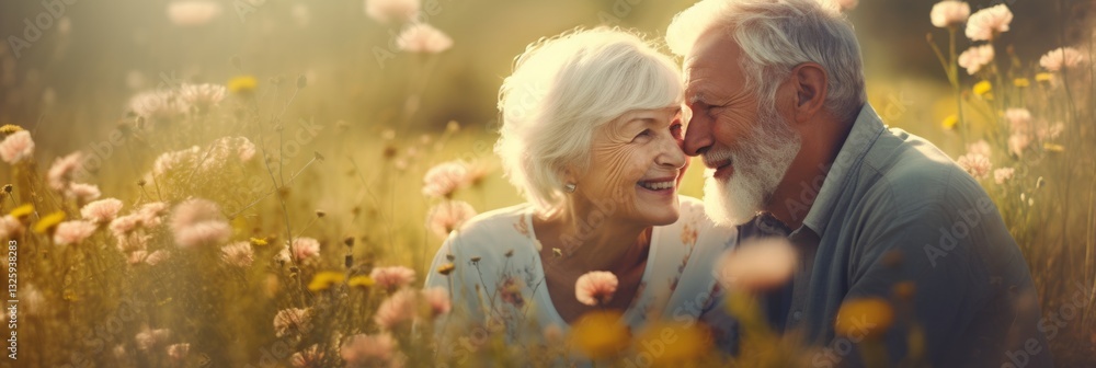 grandfather and grandmother in affection and hug