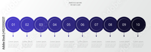 Step by step timeline infographic template with 10 options, parts or processes.