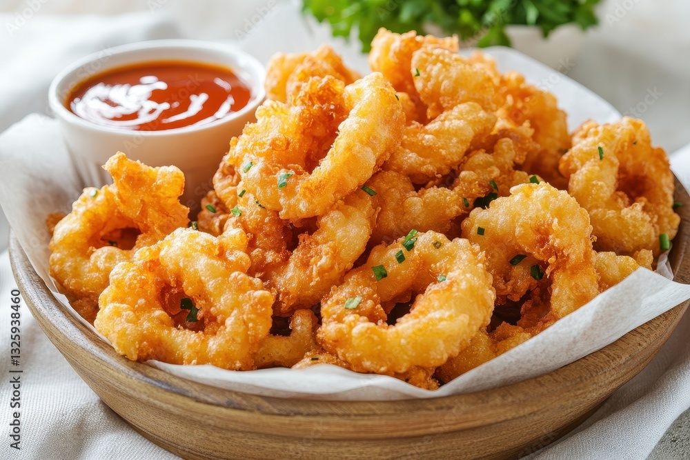 A golden crispy tempura dish served with a vibrant dipping sauce and fresh garnishes, ready to delight your taste buds. A golden crispy tempura dish served with a vibrant dipping sauce and fresh garnishes, ready to delight your taste buds.