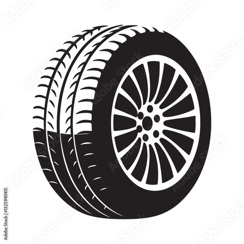 Car wheel silhouette vector illustration