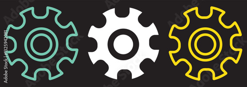 Gears or settings icon, stock vector. Two-tone version on Transparent background. EPS 10.