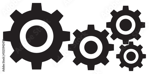 Gears or settings icon, stock vector. Two-tone version on Transparent background. EPS 10.