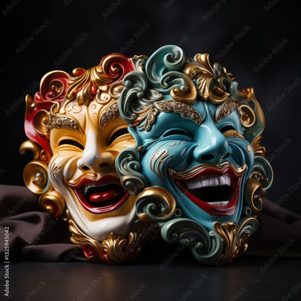 Naklejka premium Venetian Theatrical Mask Representing Comedy and Tragedy