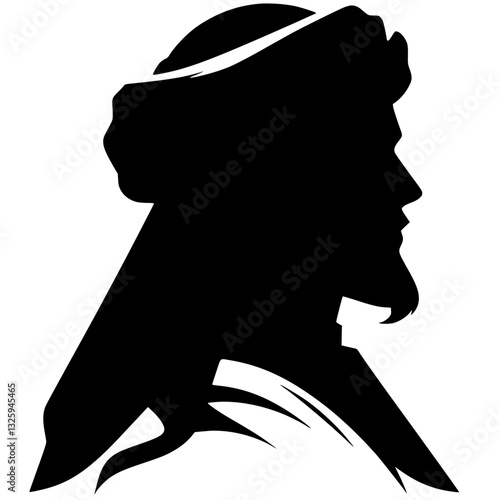 Silhouette of a man wearing a turban