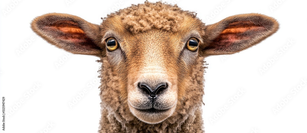 Fototapeta premium Texel sheep graze in a serene pastoral landscape, providing ample space for text overlay, ideal for agricultural or farming advertisements