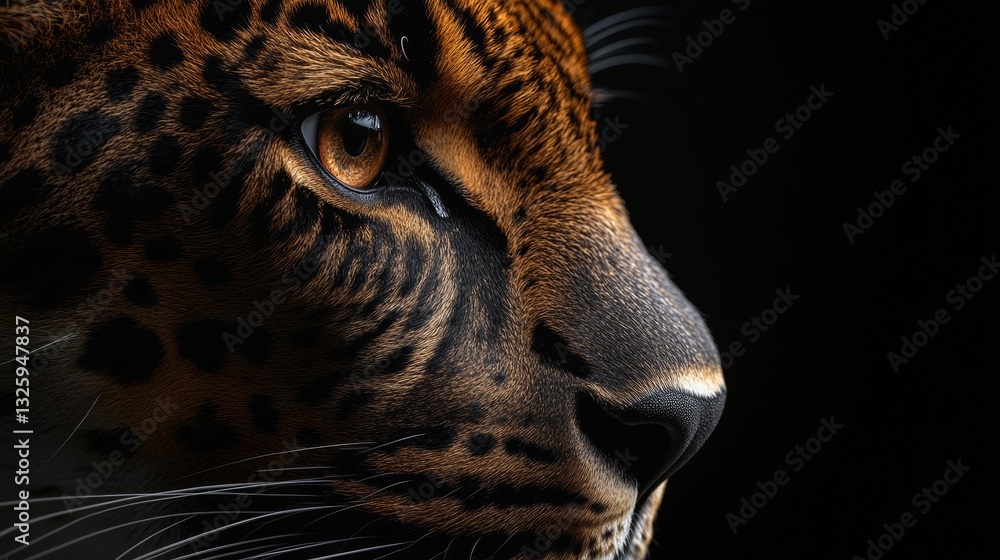 Naklejka premium A close shot of a leopard on the dark background