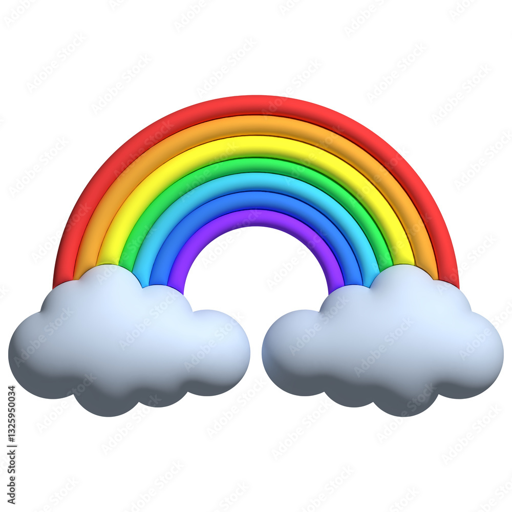 Rainbow and clouds, 3D rendering illustration Rainbow and clouds, 3D rendering illustration